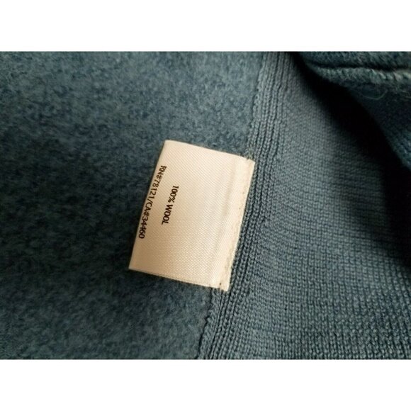 eileen fisher boiled wool Teal Coat 3 snap Closure ribbed sides size small - Picture 11 of 16